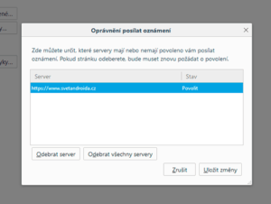 mozilla nastavení notifikací