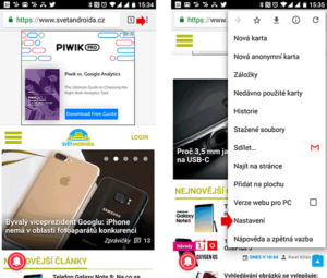 nastavení Android