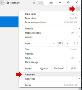 nastavení Chrome
